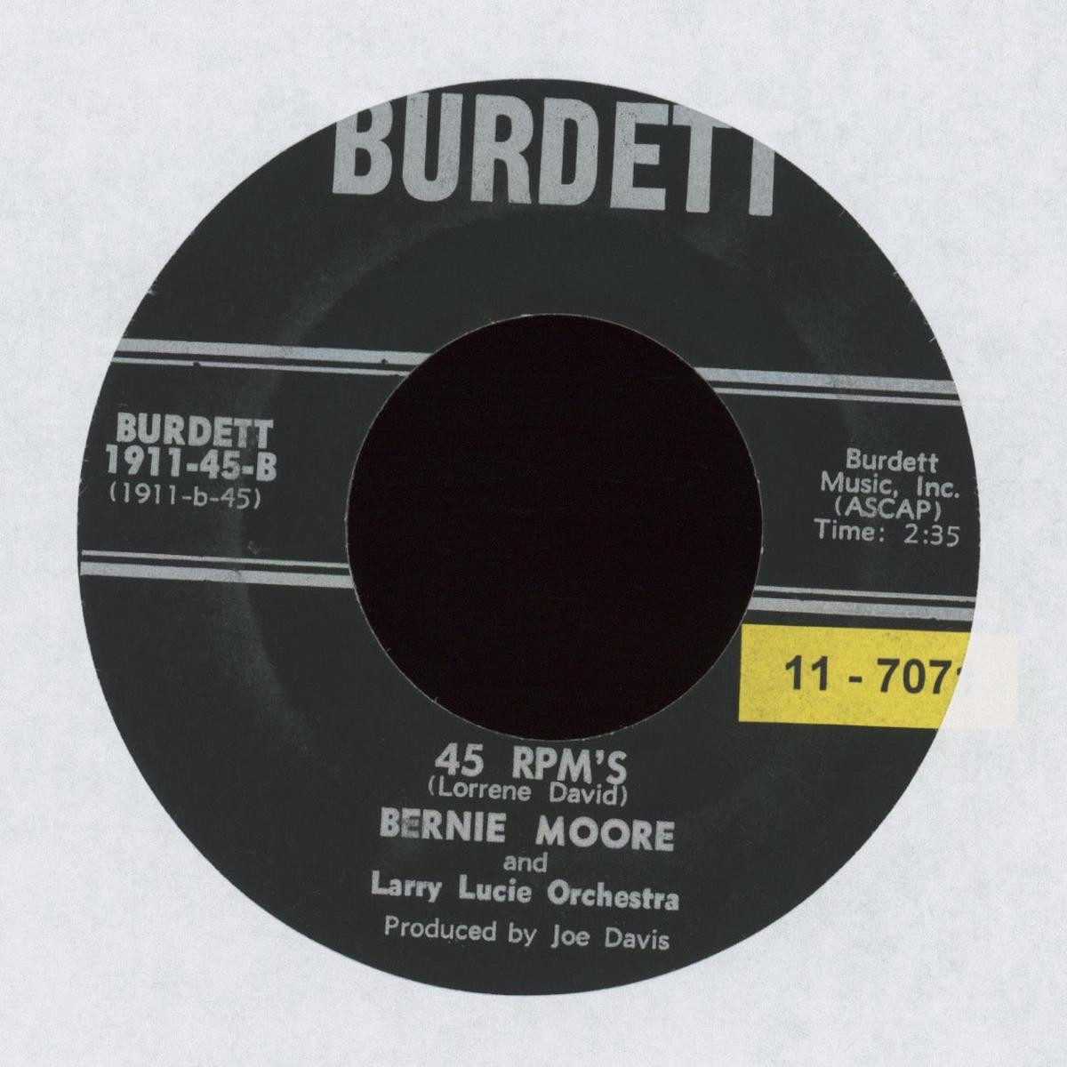 Bernie Moore - 45 RPMS on Burdett Northern Soul 45